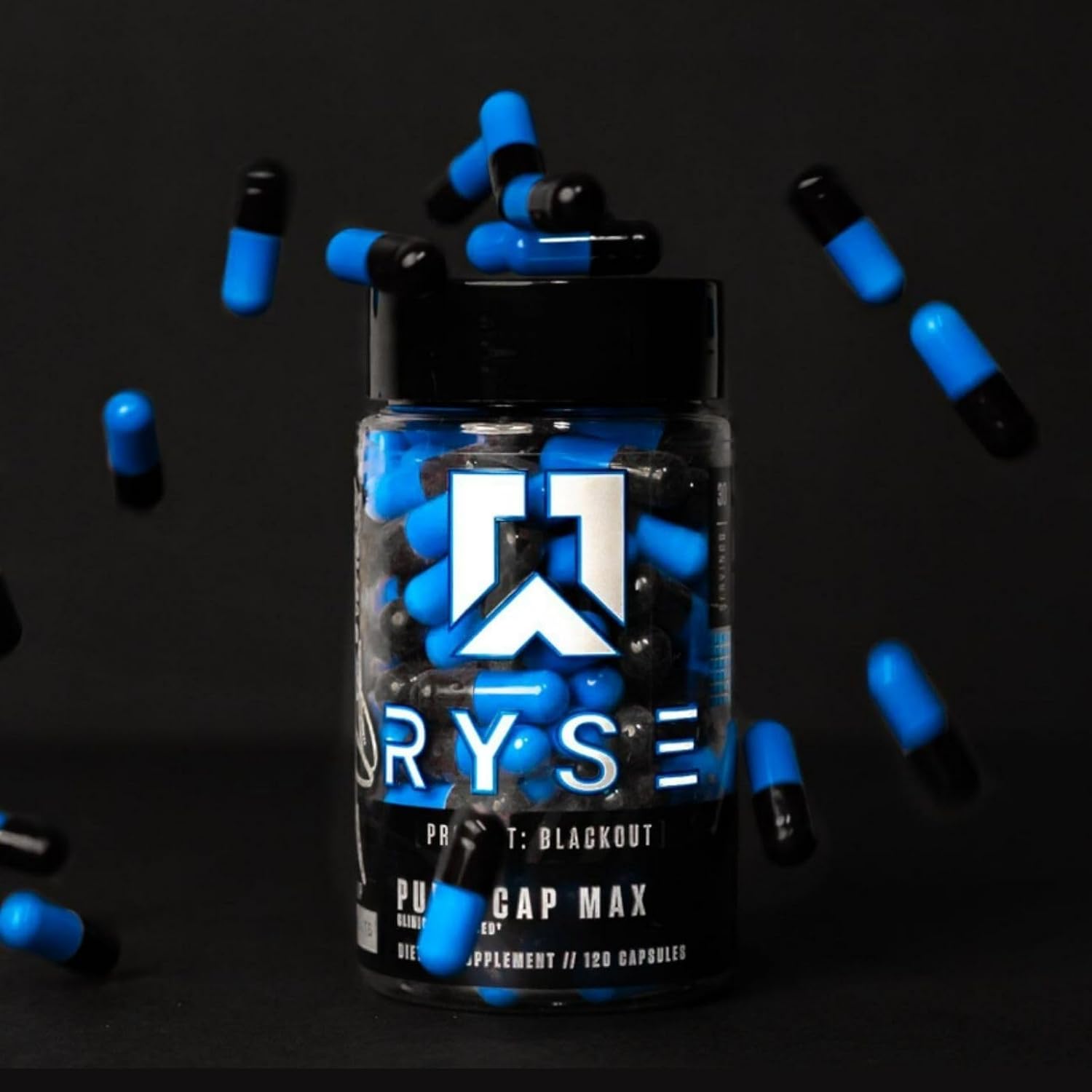 RYSE Project Blackout Pump Cap Max - Pre Workout Nitric Oxide Booster Supplement for Men with Betaine Nitrates & Citrulline Peptides for Maximum Muscle Pumps and Blood Flow - 30 Servings (120 Count) - Image 5