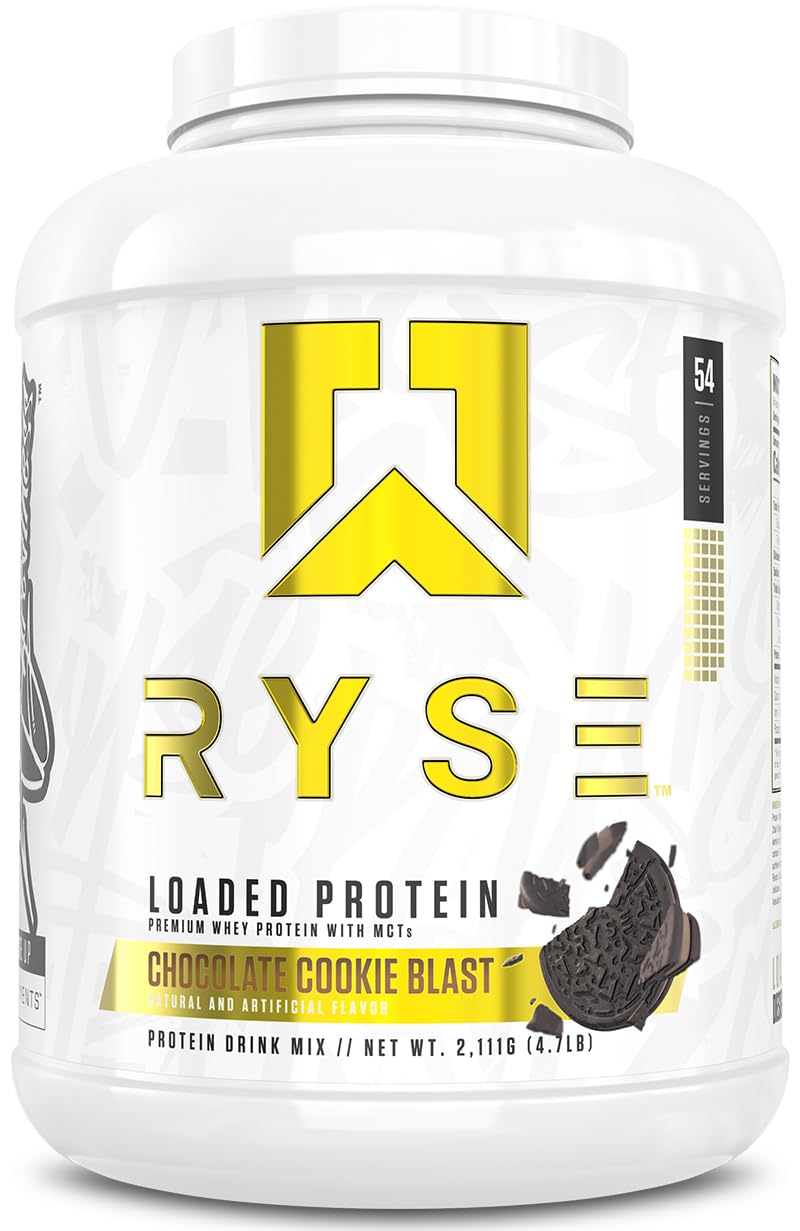 RYSE Loaded Protein Powder - Chocolate Cookie Blast - 25g Whey Protein Isolate & Concentrate with Prebiotic Fiber & MCTs - Low Carb, Low Sugar, Digestive-Friendly - 20 Servings / 1.5 lb Tub - Image 9