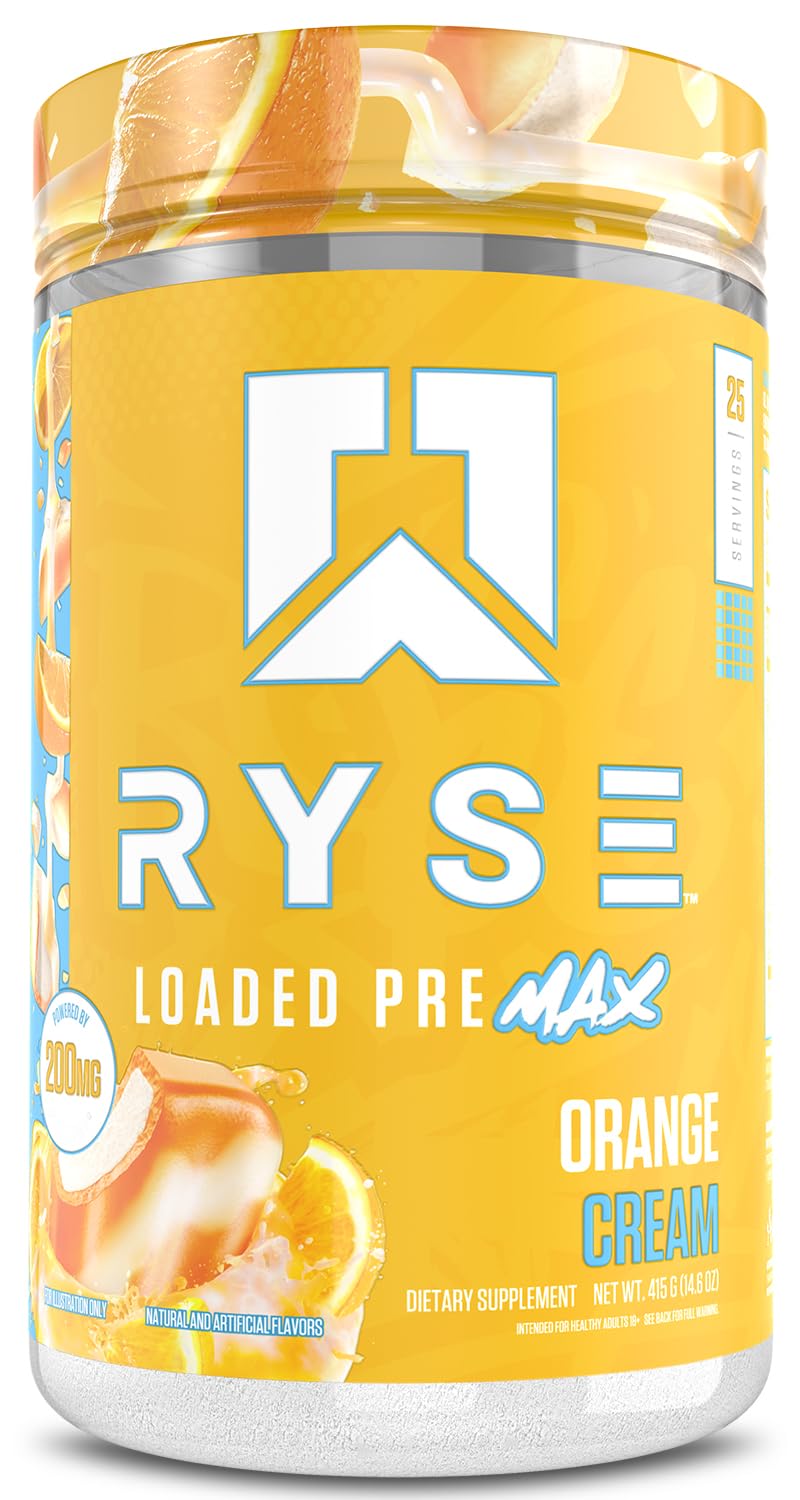 Ryse Loaded Pre Max Pre Workout Powder - Orange Cream - 300mg Dual-Phase Caffeine for Sustained Energy for Men & Women - L-Citrulline, PeptiPump & Alpha-GPC for Power, Pumps & Focus - 25 Servings - Image 7