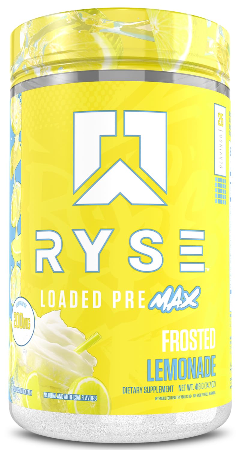 Ryse Loaded Pre Max Pre Workout Powder - Frosted Lemonade - 300mg Dual-Phase Caffeine for Sustained Energy for Men & Women - L-Citrulline, PeptiPump & Alpha-GPC for Power, Pumps & Focus - 25 Servings - Image 7