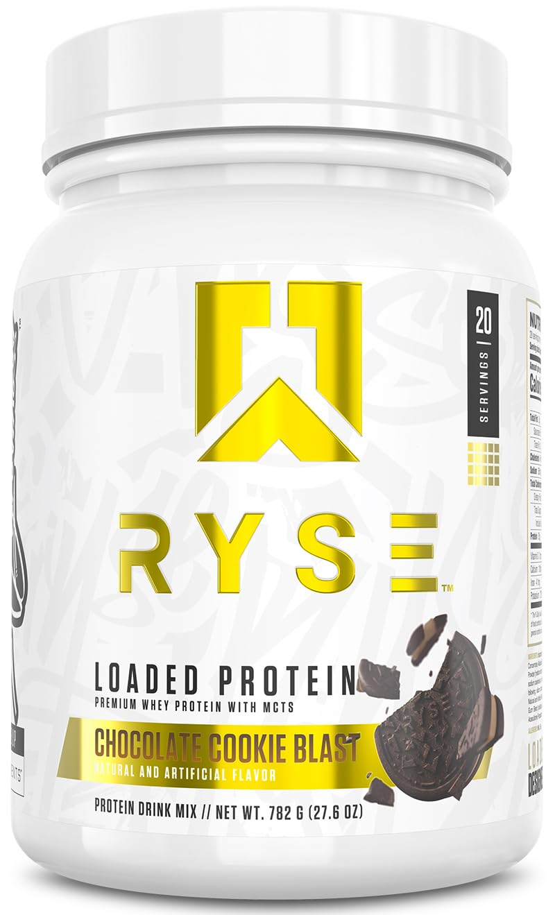 RYSE Loaded Protein Powder - Chocolate Cookie Blast - 25g Whey Protein Isolate & Concentrate with Prebiotic Fiber & MCTs - Low Carb, Low Sugar, Digestive-Friendly - 20 Servings / 1.5 lb Tub - Image 7