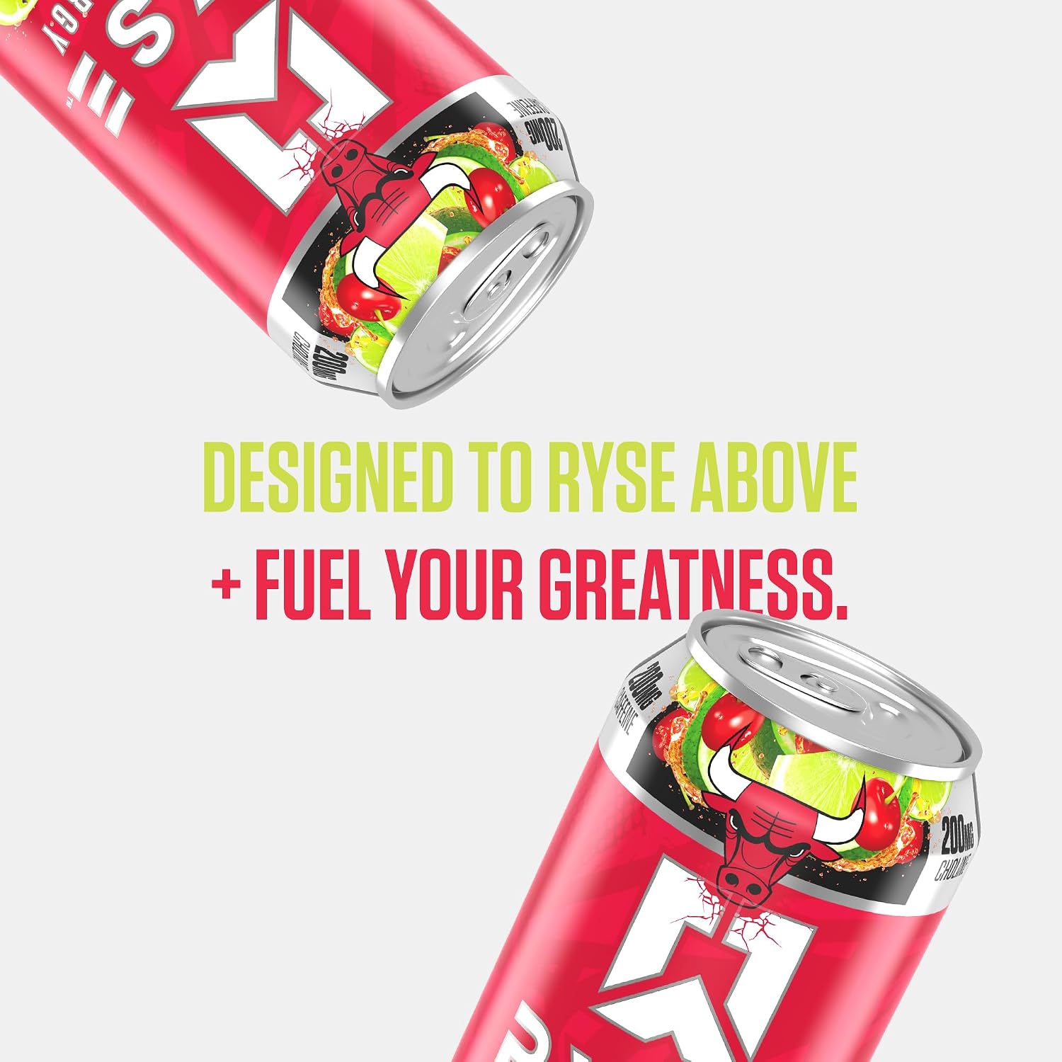RYSE Fuel Energy Drink - Chicago Bulls Cherry Limeade - Sugar Free - 200mg Natural Caffeine, New Formula to Supports Cognitive Health & Improves Focus - No Artificial Colors - 16 fl oz Cans (12-Pack) - Image 6