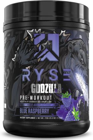 RYSE Godzilla X Noel Deyzel Pre Workout Powder - Blue Raspberry - 400mg Caffeine, High Stim Pre-Workout for Men & Women with Citrulline & Beta Alanine - Energy, Pump & Focus - 20/40 Servings
