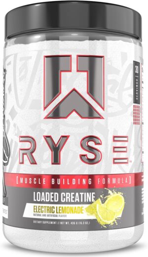 RYSE Loaded Creatine for Men & Women - Electric Lemonade - Muscle Building Formula with 3 Forms of Electrolytes, Betaine Anhydrous and Peak ATP - Strength, Power & Endurance Support - 30 Servings