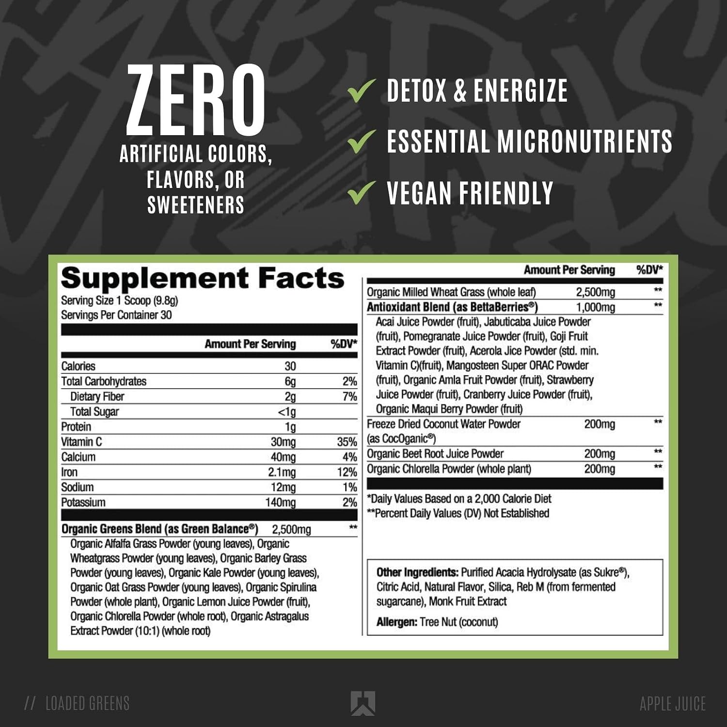 Ryse Loaded Greens Superfood Powder - Apple Juice - 30 Servings | Daily Supplement with BettaBerries & Sukre Fiber - Supports Balance, Digestion, Immunity & Energy - No Artificial Sweeteners - Image 2