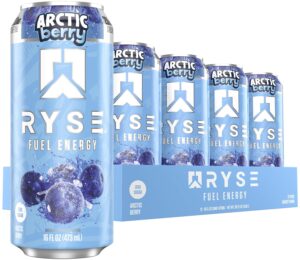 RYSE Fuel Energy Drink - Arctic Berry - Sugar Free, Gluten Free & Vegan - 200mg Natural Caffeine, Taurine & Choline for Focus & Energy - No Artificial Colors - 16 fl oz Cans (12-Pack)