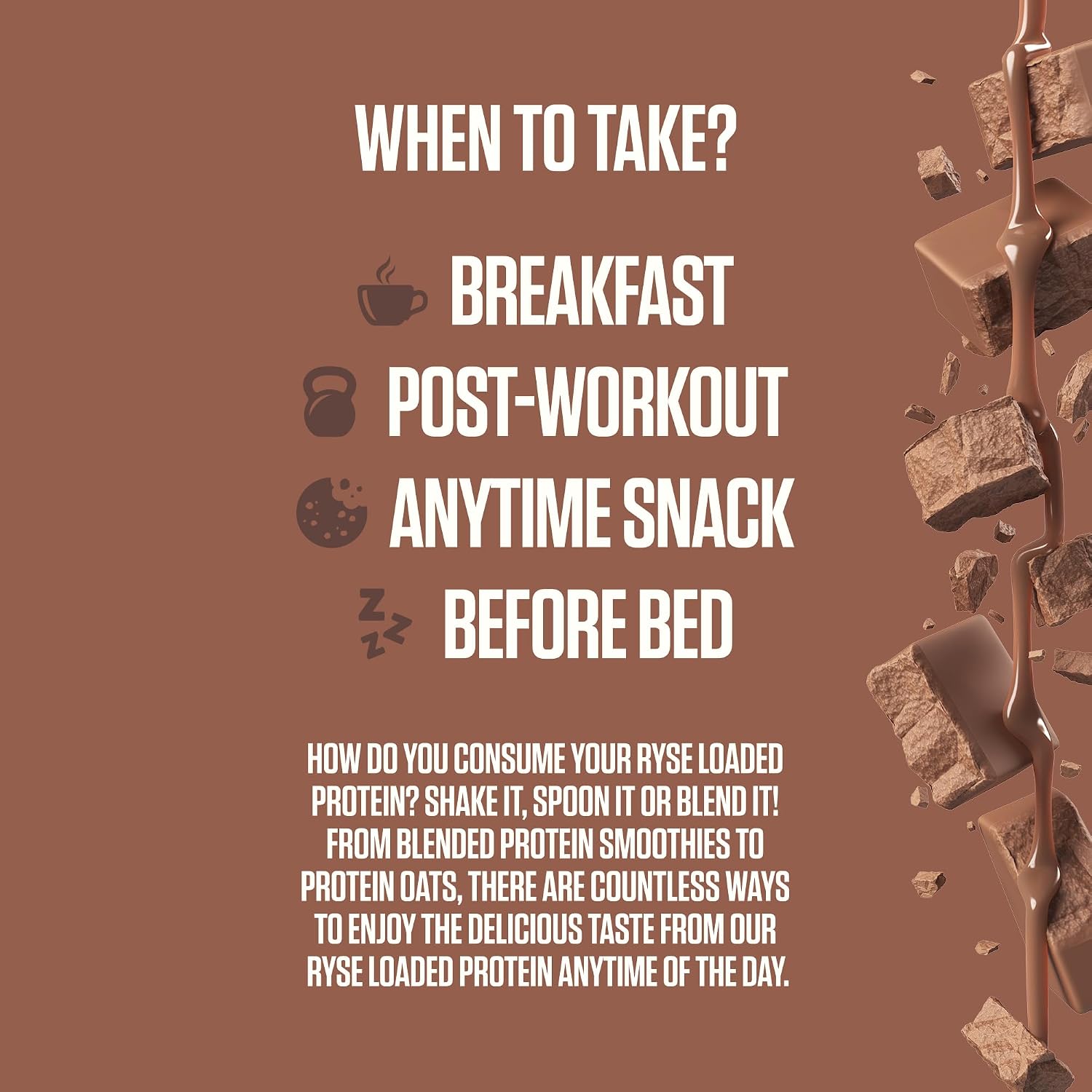 RYSE Loaded Protein Powder - Milk Chocolate - 25g Whey Protein Isolate & Concentrate with Prebiotic Fiber & MCTs - Low Carb, Low Sugar, Digestive-Friendly - 27 Servings / 2 lb Tub - Image 5