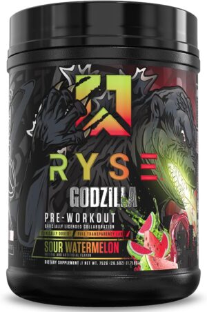 RYSE Godzilla X Noel Deyzel Pre Workout Powder - Sour Watermelon - 400mg Caffeine, High Stim Pre-Workout for Men & Women with Citrulline & Beta Alanine - Energy, Pump & Focus - 20/40 Servings