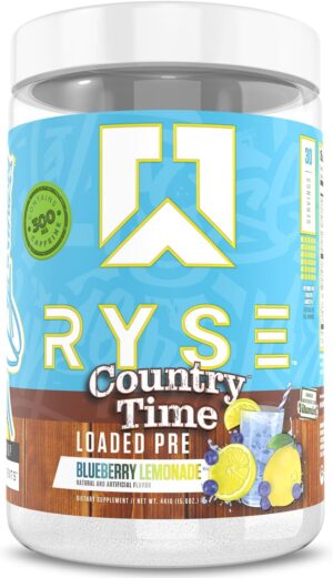 RYSE Loaded Pre Workout Powder - Country Time Blueberry Lemonade - Daily Pre-Workout for Men & Women with 300mg Caffeine, Beta Alanine, and Citrulline for Pump, Focus, and Energy - 30 Servings