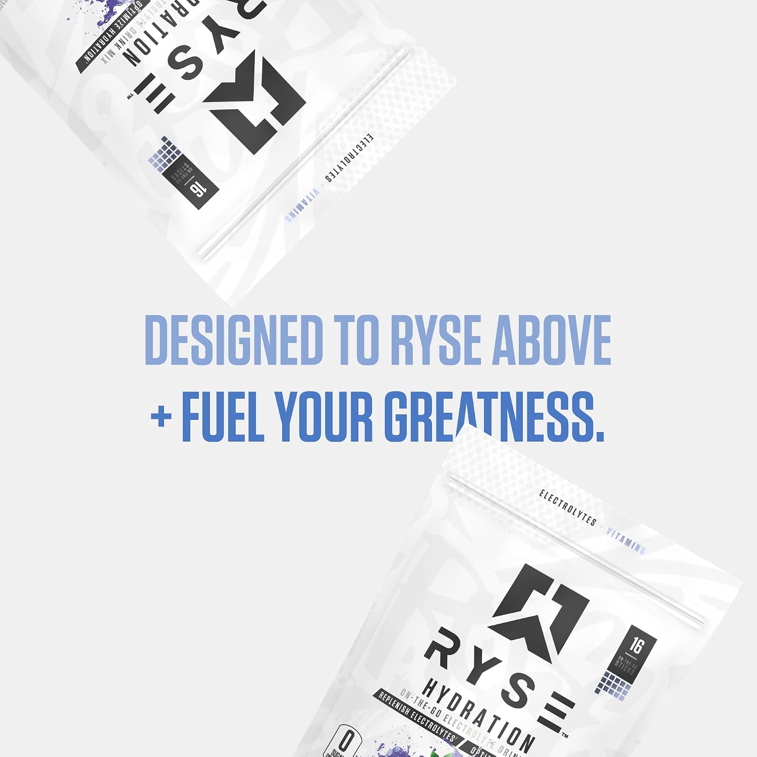 RYSE Hydration Electrolyte Powder Drink Mix Packets - Blue Raspberry - Sugar-Free Full Spectrum Electrolytes with Essential Vitamins, Taurine and Choline for Rehydration - 16 Serving Sticks - Image 5