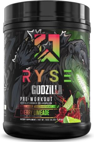 RYSE Godzilla X Noel Deyzel Pre Workout Powder - Cherry Limeade - 400mg Caffeine, High Stim Pre-Workout for Men & Women with Citrulline & Beta Alanine - Energy, Pump & Focus - 20/40 Servings