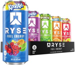 RYSE Fuel Energy Drink - Variety Pack - Sugar Free, Gluten Free & Vegan - 200mg Natural Caffeine, Taurine & Choline for Focus & Energy - No Artificial Colors - 16 fl oz Cans (12-Pack)