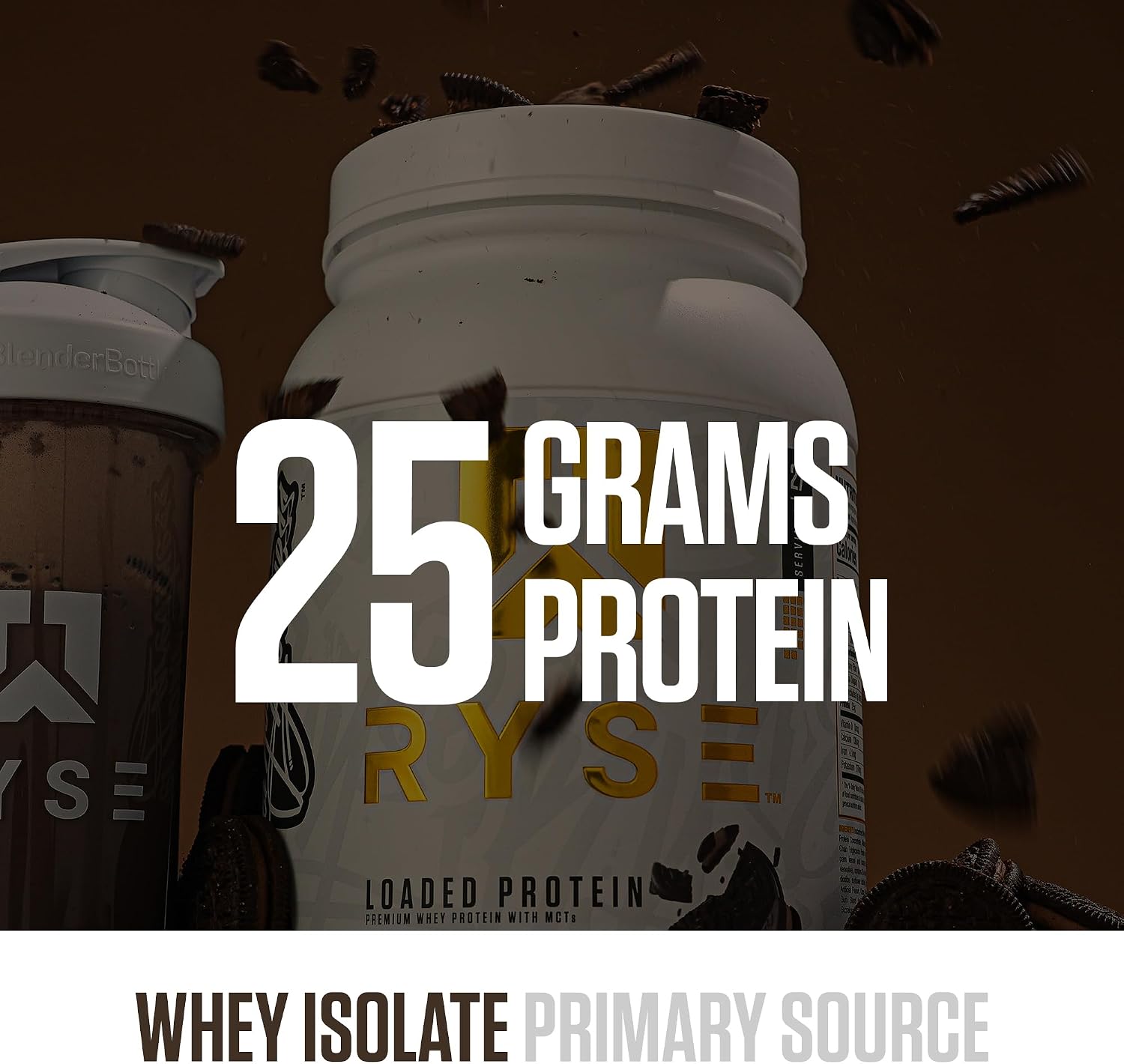 RYSE Loaded Protein Powder - Chocolate Cookie Blast - 25g Whey Protein Isolate & Concentrate with Prebiotic Fiber & MCTs - Low Carb, Low Sugar, Digestive-Friendly - 20 Servings / 1.5 lb Tub - Image 3