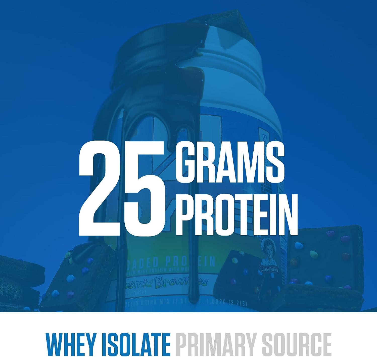 RYSE Loaded Protein Powder - Little Debbie Cosmic Brownie - 25g Whey Protein Isolate & Concentrate with Prebiotic Fiber & MCTs - Low Carb, Low Sugar, Digestive-Friendly - 27 Servings / 2 lb Tub - Image 3