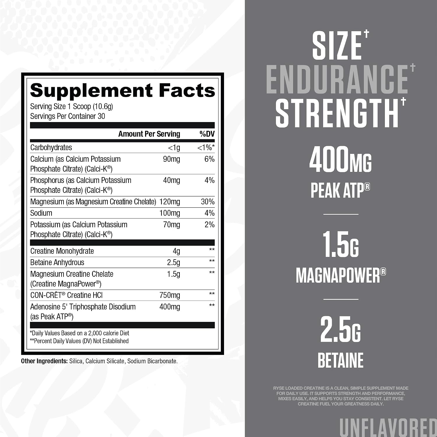 RYSE Loaded Creatine for Men & Women - Unflavored - Muscle Building Formula with 3 Forms of Electrolytes, Betaine Anhydrous and Peak ATP - Strength, Power & Endurance Support - 30 Servings - Image 2