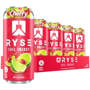 RYSE Fuel Energy Drink - Cherry Limeade - Sugar Free, Gluten Free & Vegan - 200mg Natural Caffeine, Taurine & Choline for Focus & Energy - No Artificial Colors - 16 fl oz Cans (12-Pack)
