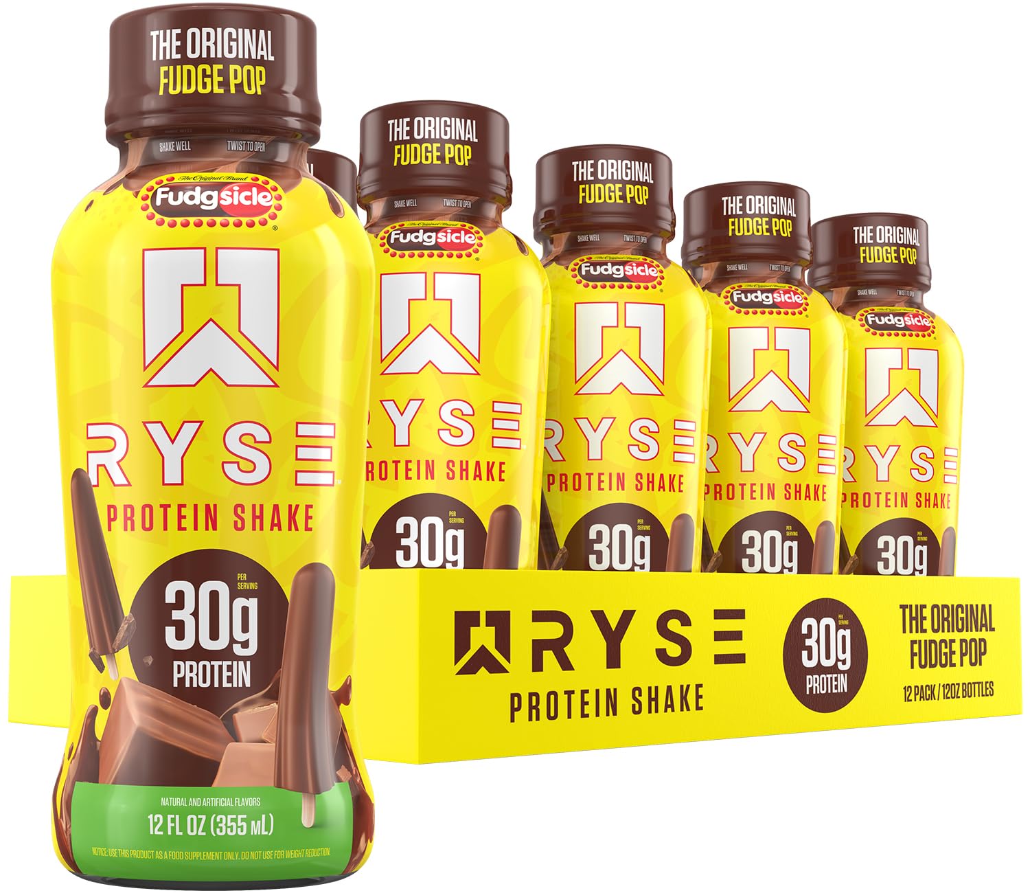 RYSE Protein Shake - Fudgsicle The Original Fudge Pop - 30g Protein Ready to Drink - 160 Calories, Zero Added Sugar, Gluten Free - Smooth & Delicious Nostalgic Flavors - 12 Fl Oz (12 Pack) - Image 7