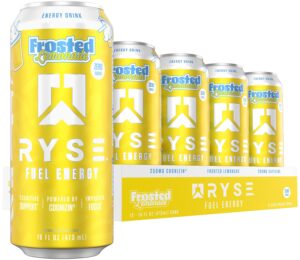 RYSE Fuel Energy Drink - Frosted Lemonade - Sugar Free - 200mg Natural Caffeine, New Formula to Supports Cognitive Health & Improves Focus - No Artificial Colors - 16 fl oz Cans (12-Pack)
