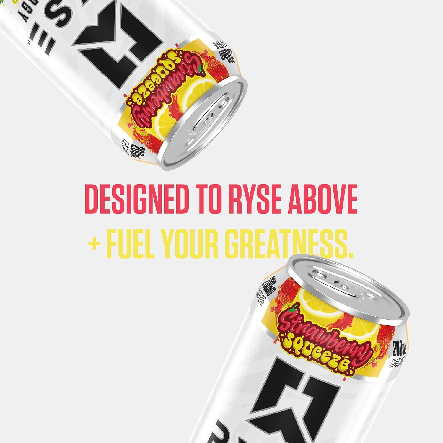 RYSE Fuel Energy Drink - Strawberry Squeeze - 16 fl oz Cans (12-Pack) | Sugar Free, Gluten Free & Vegan - 200mg Natural Caffeine, Taurine & Choline for Focus & Energy - No Artificial Colors - Image 6