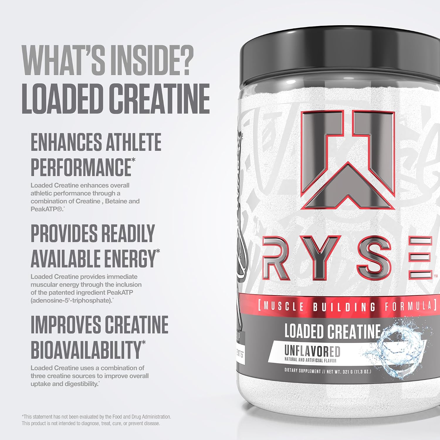 RYSE Loaded Creatine for Men & Women - Unflavored - Muscle Building Formula with 3 Forms of Electrolytes, Betaine Anhydrous and Peak ATP - Strength, Power & Endurance Support - 30 Servings - Image 4
