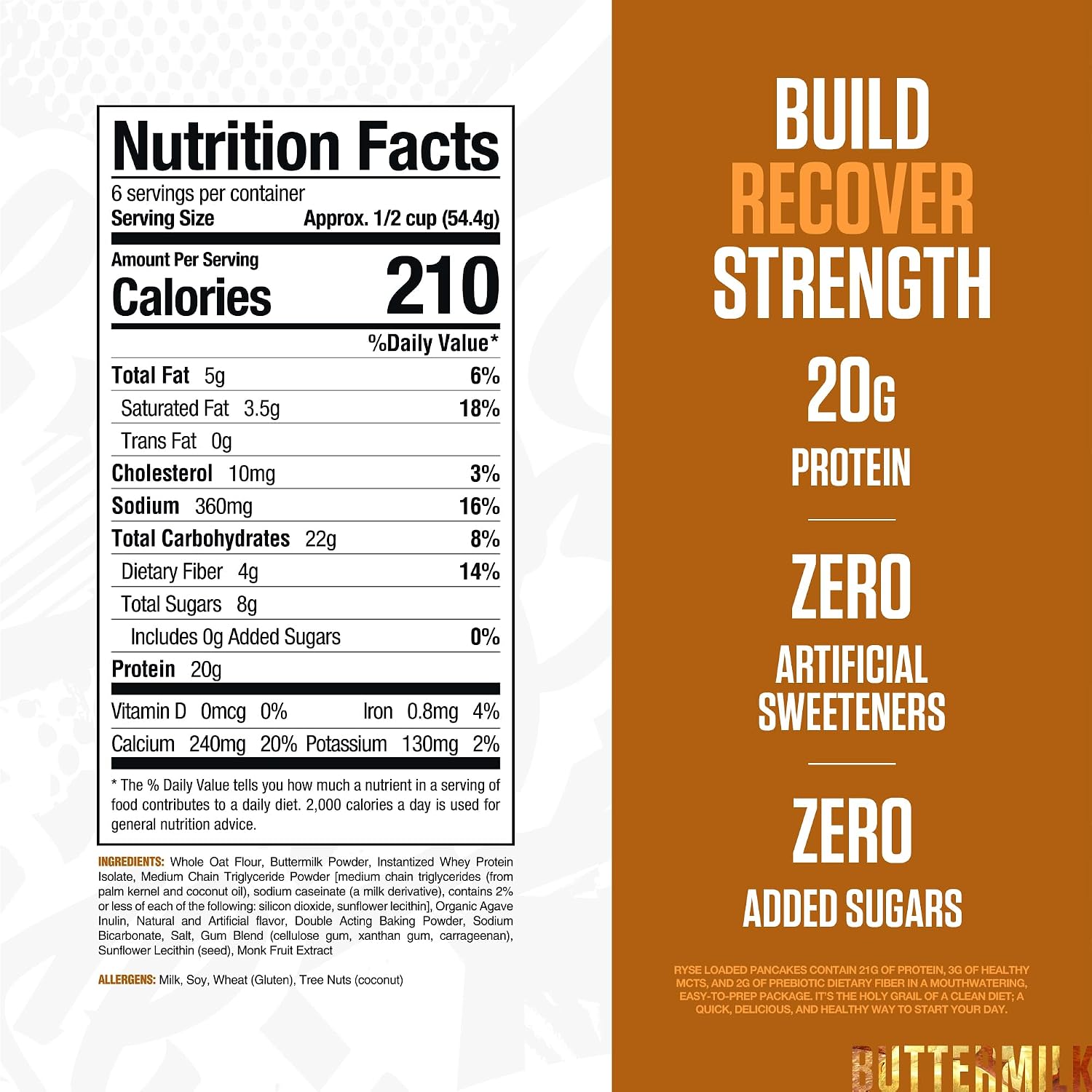 RYSE Loaded Protein Pancake & Waffle Mix - Buttermilk - Naturally Sweetened Breakfast with 21g Protein, 3g MCTs and 2g Fiber - No Added Sugar - High Protein Snack for Clean Energy - 6 Servings - Image 2