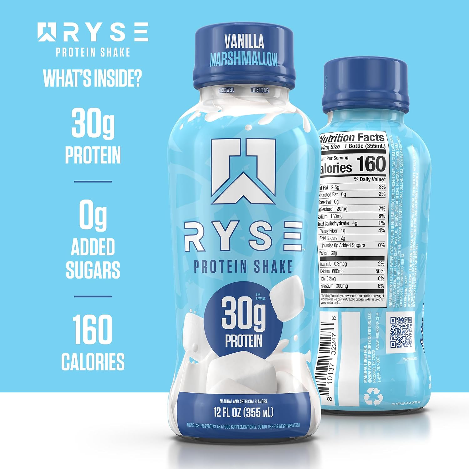 RYSE Protein Shake - Vanilla Marshmallow - 30g Protein Ready to Drink - 160 Calories, Zero Added Sugar, Gluten Free - Smooth & Delicious Nostalgic Flavors - 12 Fl Oz (12 Pack) - Image 5