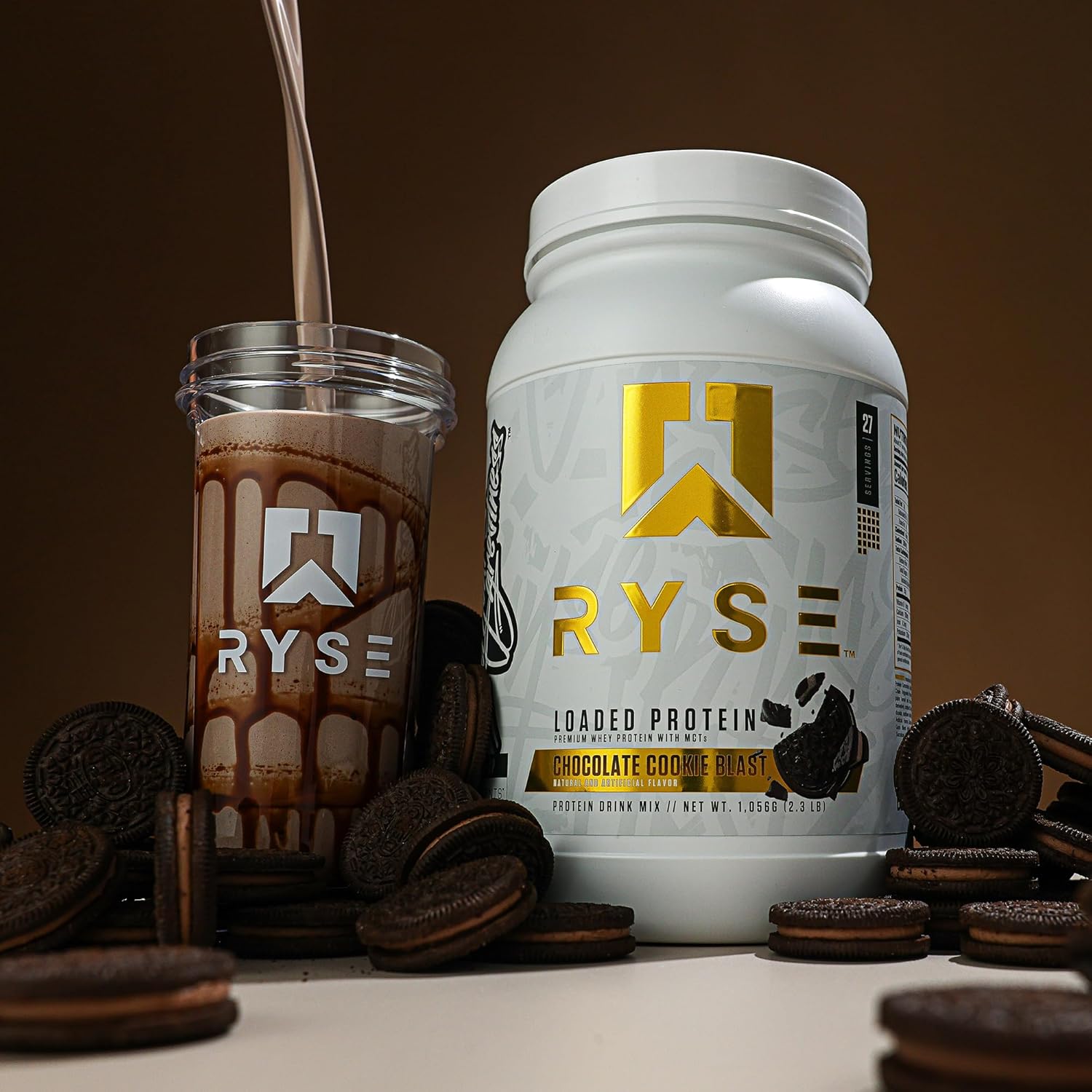 RYSE Loaded Protein Powder - Chocolate Cookie Blast - 25g Whey Protein Isolate & Concentrate with Prebiotic Fiber & MCTs - Low Carb, Low Sugar, Digestive-Friendly - 20 Servings / 1.5 lb Tub - Image 5