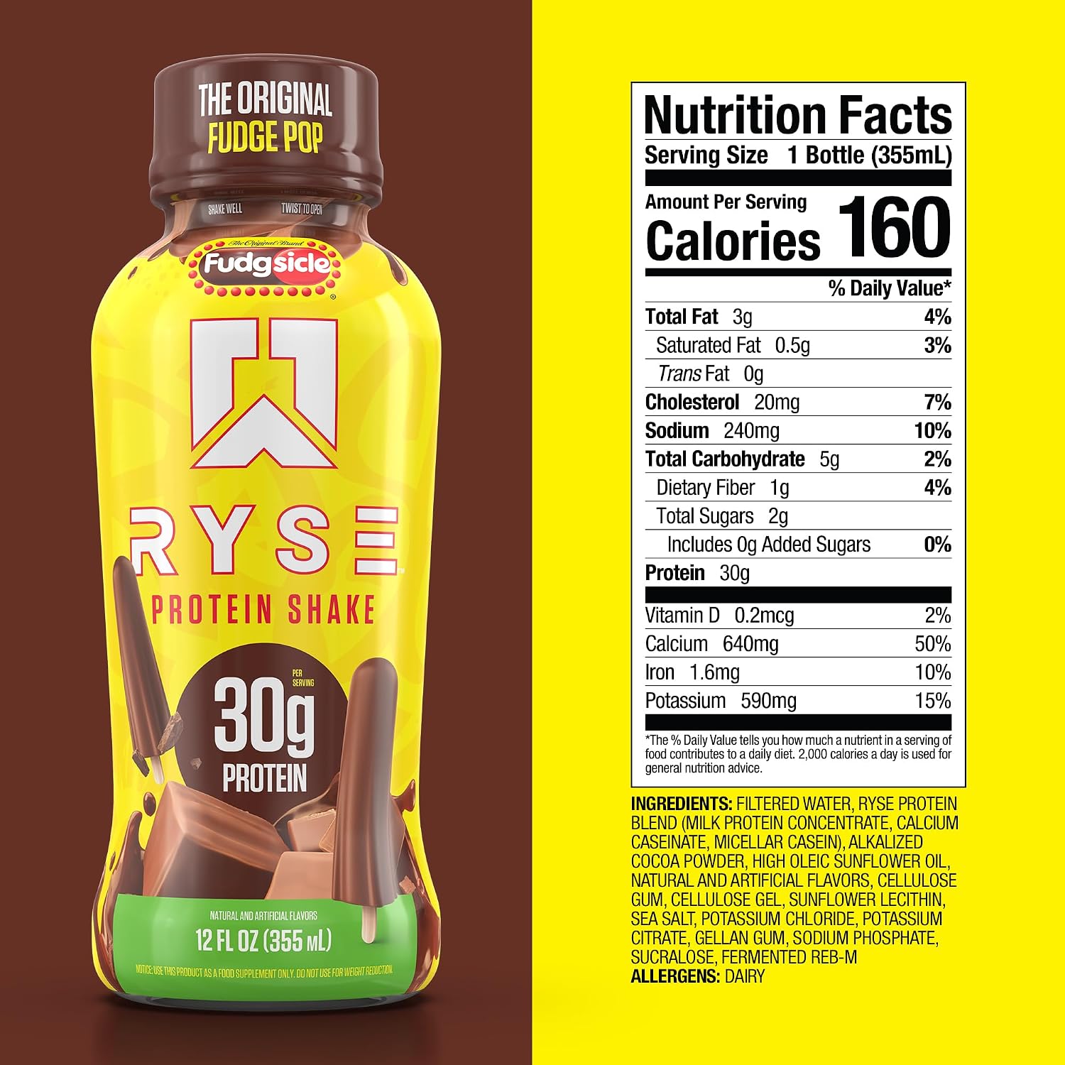 RYSE Protein Shake - Fudgsicle The Original Fudge Pop - 30g Protein Ready to Drink - 160 Calories, Zero Added Sugar, Gluten Free - Smooth & Delicious Nostalgic Flavors - 12 Fl Oz (12 Pack) - Image 2