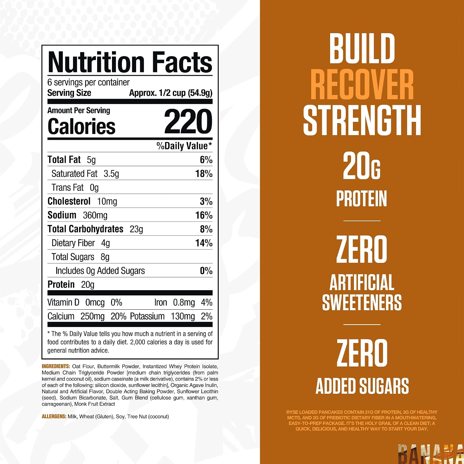 RYSE Loaded Protein Pancake & Waffle Mix - Banana - Naturally Sweetened Breakfast with 21g Protein, 3g MCTs and 2g Fiber - No Added Sugar - High Protein Snack for Clean Energy - 6 Servings - Image 2